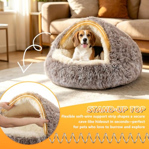 Hooded Donut Bed (Gradual brown / Large 27.5'')