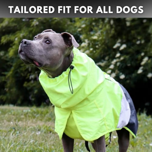 Dog Raincoat Waterproof Rain Jacket w (Neon White Navy Blue / 3XL)