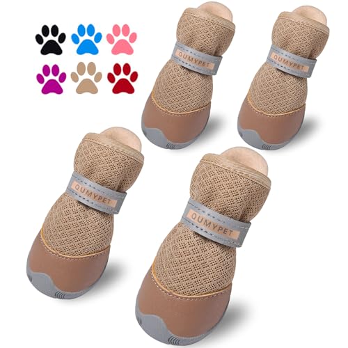Dog Shoes for Small Dogs Hot Pavement Puppy Dog Boots & Paw Protectors (Khaki / size 3: 1.70"x1.31"(L*W))