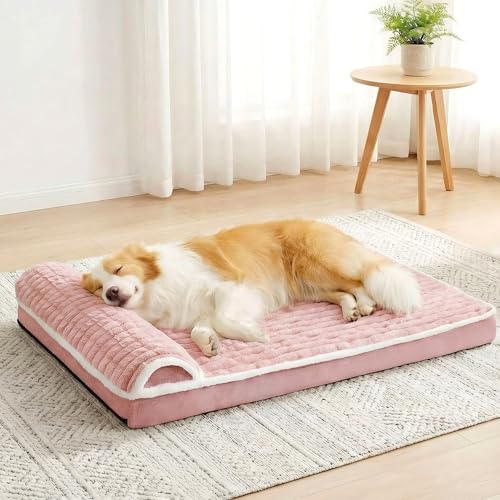 Orthopedic Large Dog Bed Pillow Pet Sofa Bed 56''X40'' Pink (Pink / 56"L x 40"W x 3.5"Th)