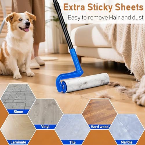 10" Large Lint Roller for Pet Hair Extra Sticky (Blue / 10 Inch)
