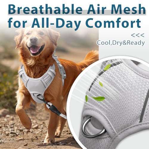 No Pull Dog Harness for Large Dogs (Large(Chest:24.5-32.5") / Grey)
