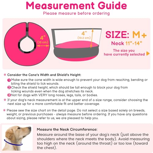 2-in-1 Inflatable Dog Donut Collar for Medium Dogs After Surgery (Hot Pink / M+)