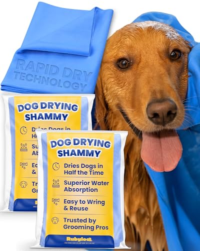 Shammy Dog Towel for Drying Dogs Large (34" x 26"/2 Pack / Blue)