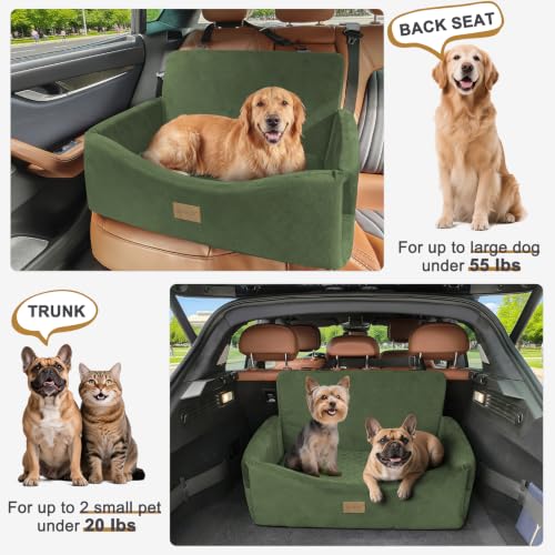 Dog Car Seat for Large Medium Sized Dogs Under 55 lbs (Green / Medium/Large)