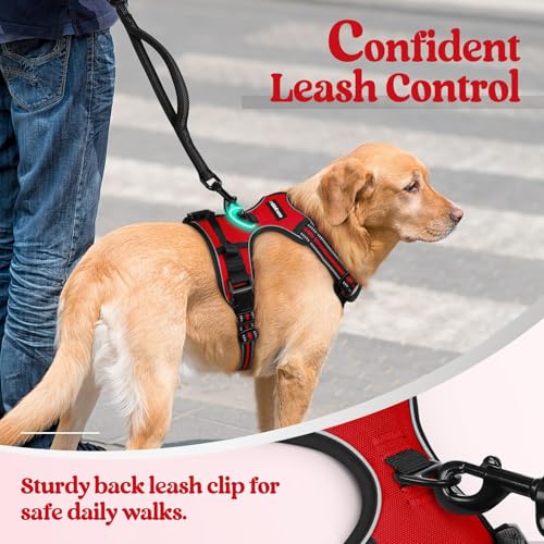 Dog Harness No Pull for Large Dogs with 2 Leash Clips (Large / Red)