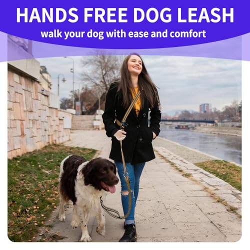 Hands Free Dog Leash by Kazazoo (BROWN Bungee / M)