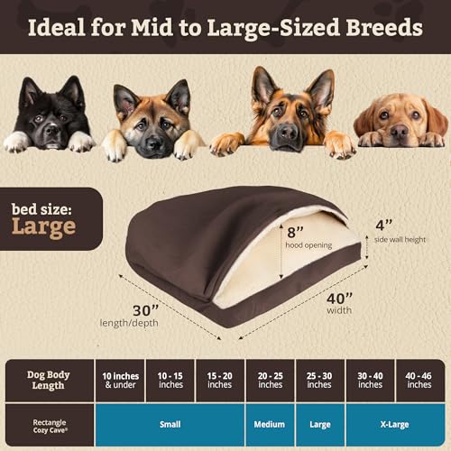 Rectangle Cozy Cave Dog Bed (Hot Fudge / Large)