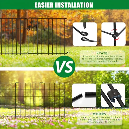 42.5Ft (L) x 20in (H) Decorative Garden Fence 30 Pack Metal Wire Rustproof Small Animal Barrier Fence 1.55" Gap Easy Assembly Patio Yard Seedlings Protection Fencing Border Black (30 pack - 13in(H) x 42.5ft(L) / Black)