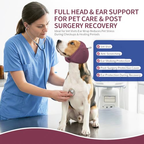 Dog Ear Cover Noise Protection (Large(Head Circle:18"-24") / Plum)