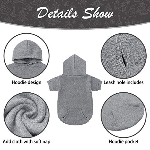 Dog Hoodie for Large Medium Small Dogs (Grey / Small)