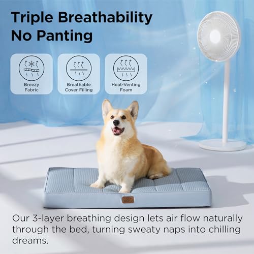 Cooling Dog Bed for Crate (35"L x 22"W x 3"Th / Cooling Blue)