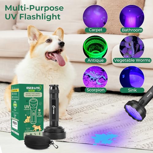 UV Black Light for Pet Urine Detection 128LED for Cat and Dog Urine Stains Carpet Furniture Floor and Home Cleaning