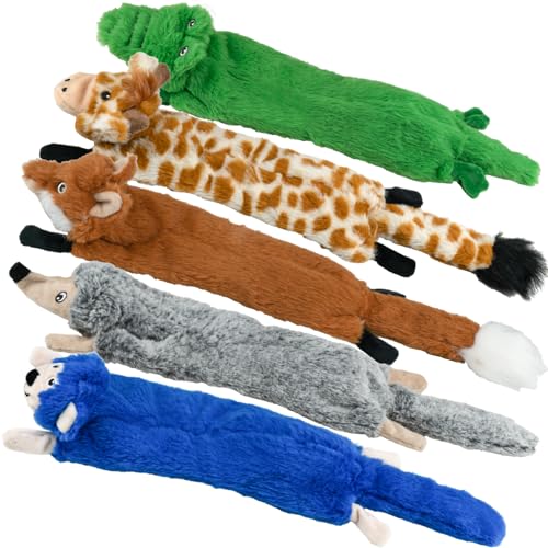 Dog Squeaky Toys No Stuffing 5 Pack (Medium / Fur Plush-5 Pack)