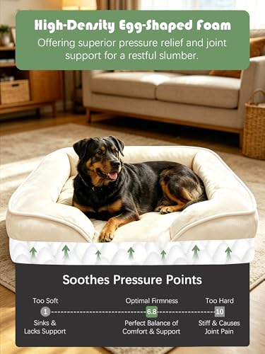 Orthopedic Dog Bed with Sides (42.0"L x 32.0"W x 6.5"Th / Ivory)