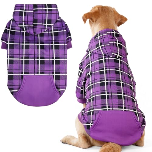 Plaid Dog Hoodie (Large / Purple)