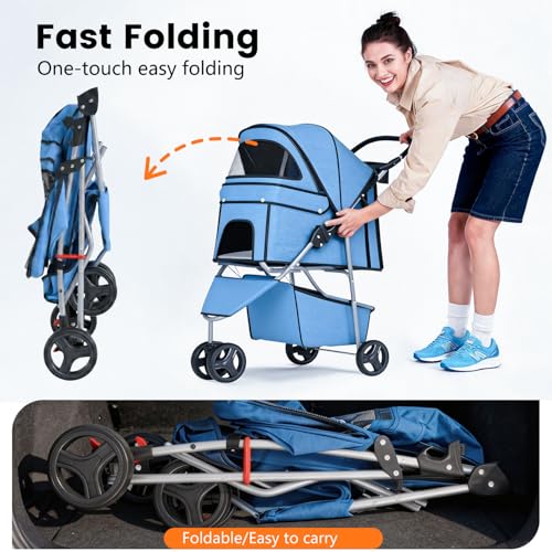 3 Wheel Pet Stroller (Blue)