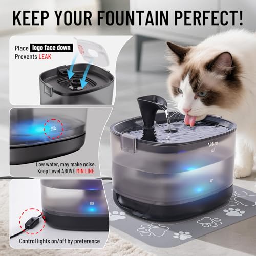 85oz 2.5L Cat Water Fountain with Detachable Tank (Black)