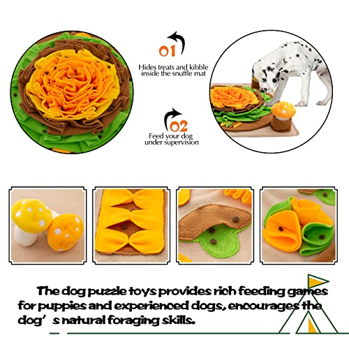 Pet Snuffle Mat for Dogs Hedgehog Puzzle Toy Large Sniffing Mat with Squeaky Mushrooms Portable Indoor