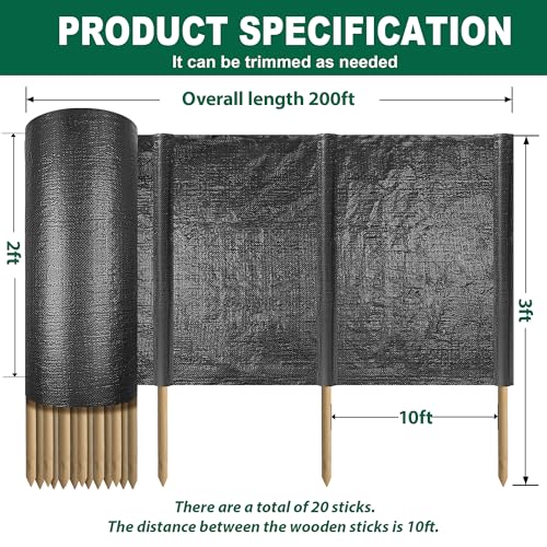 Silt Fence with Stakes (200ft *36in)