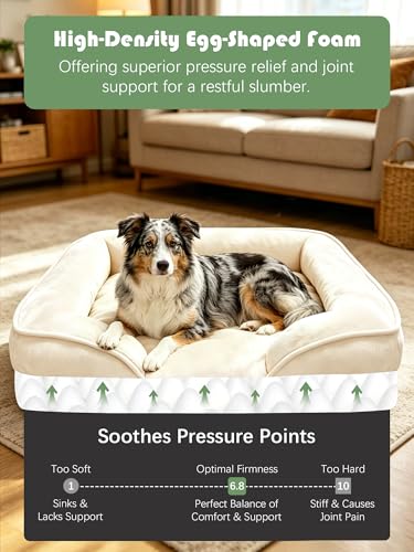 Orthopedic Dog Bed with Sides (35.0"L x 25.0"W x 6.5"Th / Ivory)