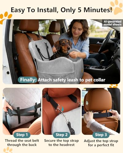 Dog Car Seats for Small Dogs Up to 35lb (Grey)
