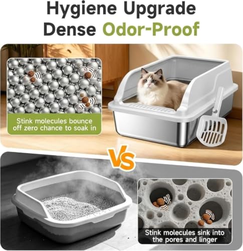 Stainless Steel Cat Litter Box (Grey L)