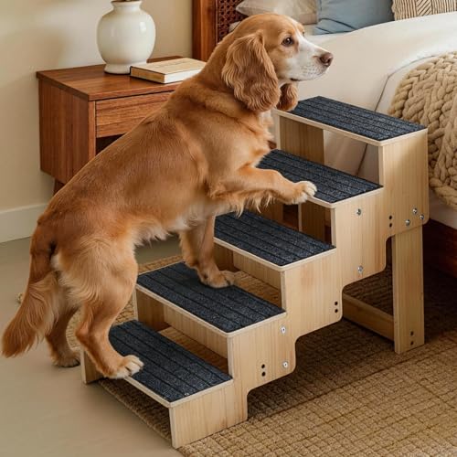 5 Step Wooden Dog Steps for Bed
