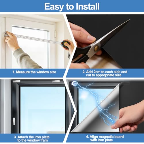 100% Magnetic Black Out Window Cover 79" x 58" Blackout Blinds No Drill (79" X 58")