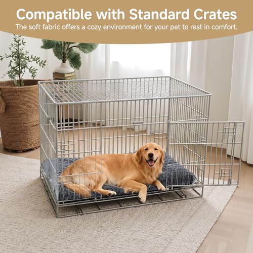 Washable Dog Bed Mat Large Size Fluffy Pet Crate Pad 53x36 XXL (Grey / 53.00" x 36.00" x 1.50")