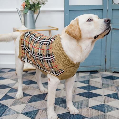 Dog Sweaters for Large Medium Small Dogs (S - Chest 16", Back 12" / Cream)
