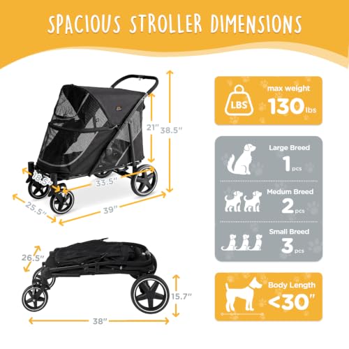 All Terrain Pet Stroller for Large & Medium Dogs (Black)