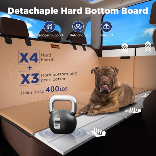 Dog Car Seat Cover for Back Seat (Brown / For Cars/ SUV/ Small Truck)
