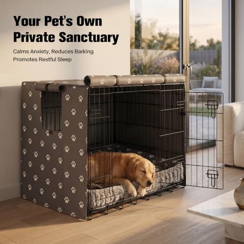 PetPrime 36 Inch Dog Crate Cover with Reversible Mat Set (36"L x 23"W x 25"H)