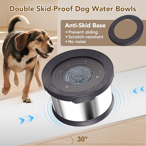 12L Dog Water Bowl No Spill Stainless Steel for Slow Drinking Gray (12L / Grey)