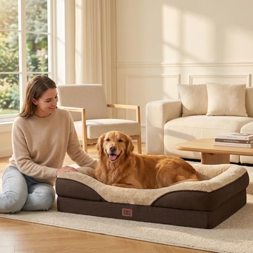 Orthopedic XL Dog Bed for Large Dog (Brown / 42x30x7.5)