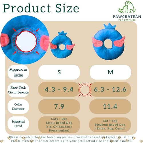 Adjustable Comfy Flower Style Elizabeth Collar for Cats Puppies Soft Recovery Cone Pet Protective Neck Collar (Blue Angel Wing / Small)