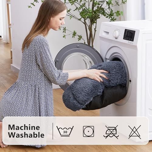 Orthopedic Dog Bed Comfortable Donut Cuddler Round Pet Beds Ultra Soft Washable Dog and Cat Cushion Bed (S(23’’x 23’’) / Dark Gray)