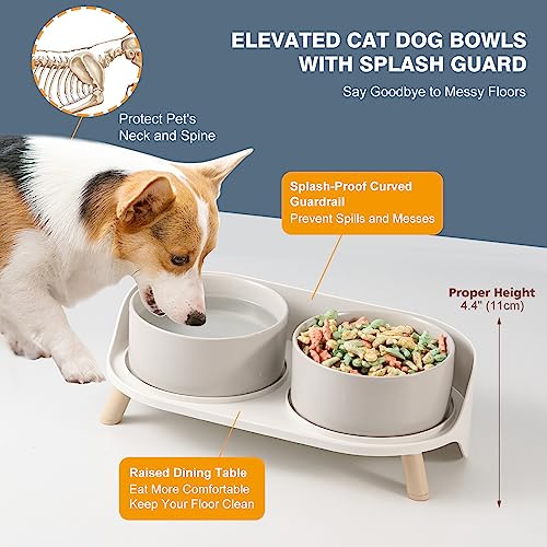 Elevated Ceramic Dog Bowl Set (Grey / Medium)