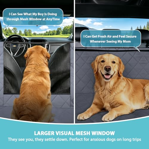 XL Dog Car Seat Cover for Back Seat with Safety Belt for Trucks (Gray / Truck)
