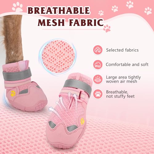 Dog Shoes for Large Medium Small Dog (Pink / Size 7: 2.76''x3.27''(W*L))