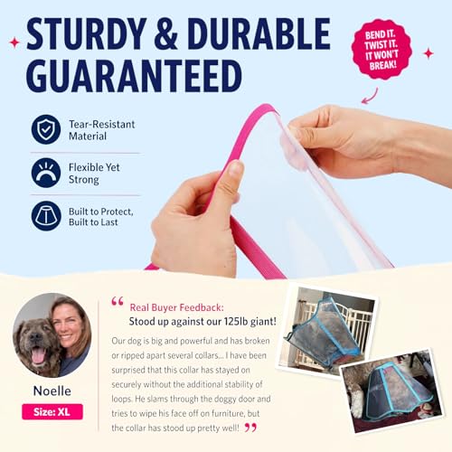 Soft Neck Pad Hard Plastic Dog Surgery Recovery Cone Collar for Large Dogs (Rosered / X-Large)