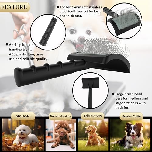 Doodle Brush Poodle Slicker Brush for Grooming Fluff Shedding Easy (black)