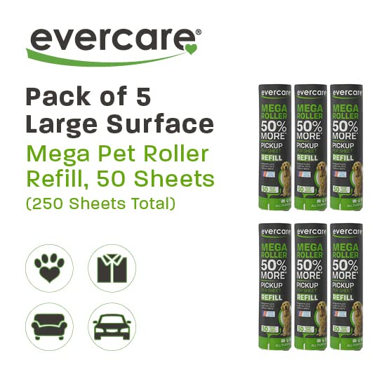 Pack of 6 10" Wide Large Surface Mega Pet Roller Refill (6-Pack Mega Refills (50 Sheets Each) / Pack of 6 (300 Sheet Count))