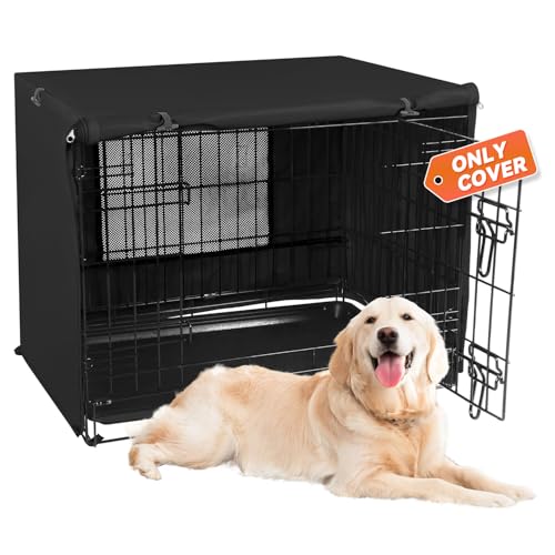Dog Crate Cover Waterproof Kennel Cover (24.0"L x 18.0"W x 20.0"H / Black with Window)
