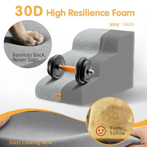 3 Tiers Foam Dog Ramps (Grey / 23.6*15.7*15.7)
