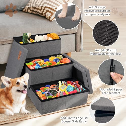 Dog Stairs with Storage (Dark Grey No Condo / 3)