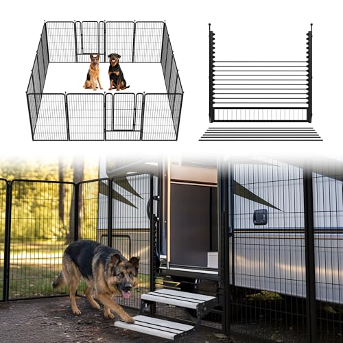 Rollick Dog Playpen with RV Step Grid (Black / 45"H)
