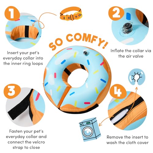 Inflatable Dog Cone Collar Alternative After Surgery Medium (Blue Donut / Medium [Neck:7"-11"])