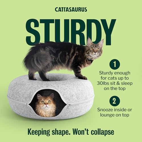 Peekaboo Cat Cave Donut for Multiple & Large Cats up to 30 (Light Gray / Jumbo)